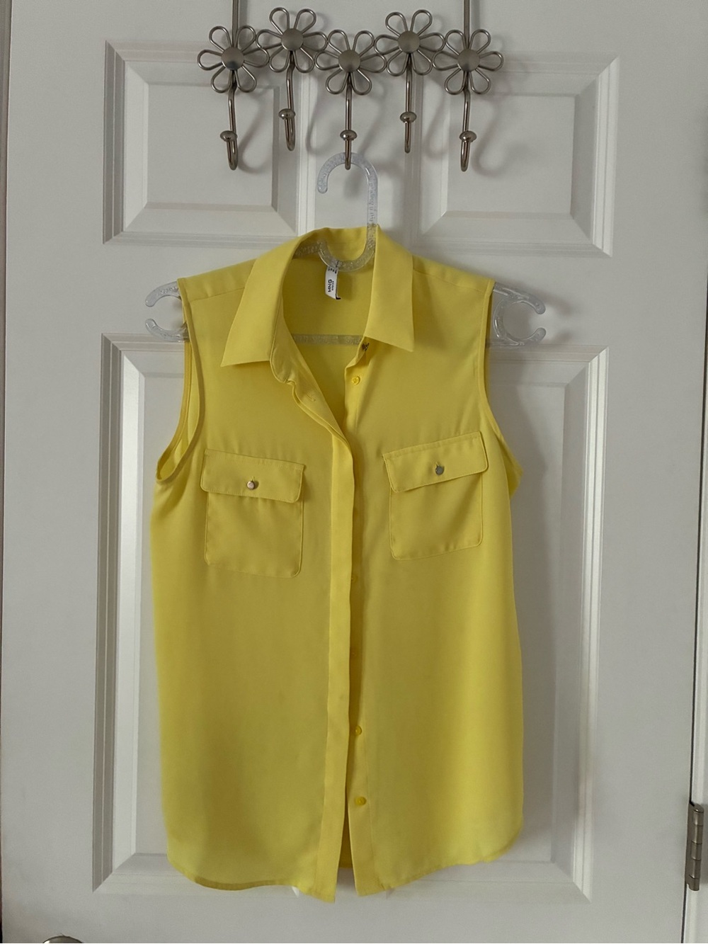 Mango Bright Yellow Sleeveless Button-Up Blouse